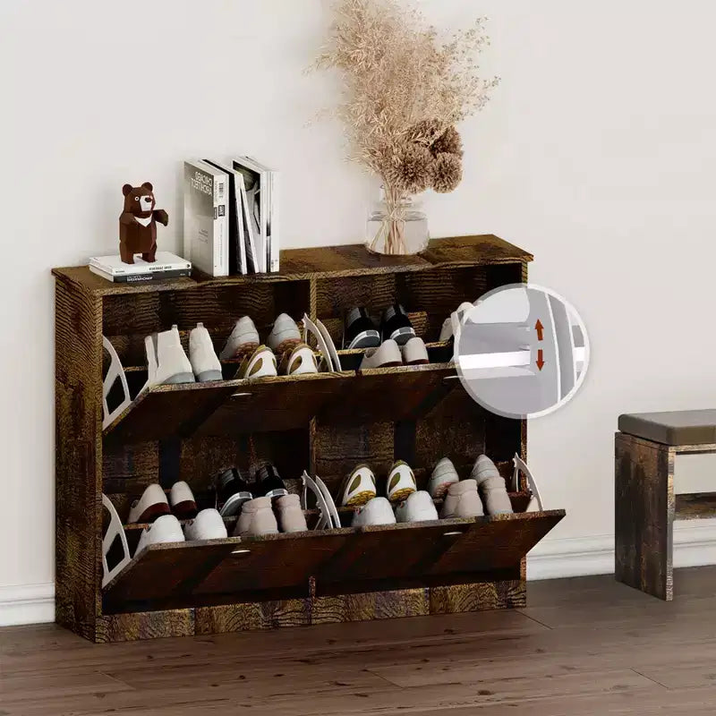 Shoe Cabinet, Narrow Shoe Rack with 4 Drawers and Metal Handle, Shoe Storage for Entryway, Foyer, Hallway, Bedroom