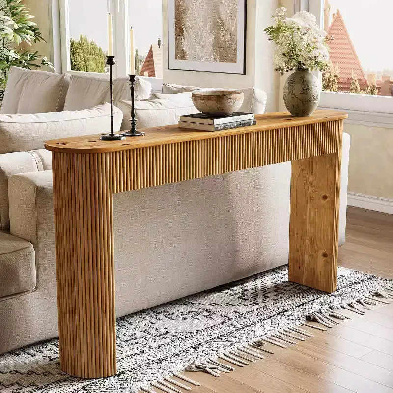 Solid Wood Console Table, 63 Long Entryway Table, Sofa Table Behind Couch for Living Room, Hallway, Entrance