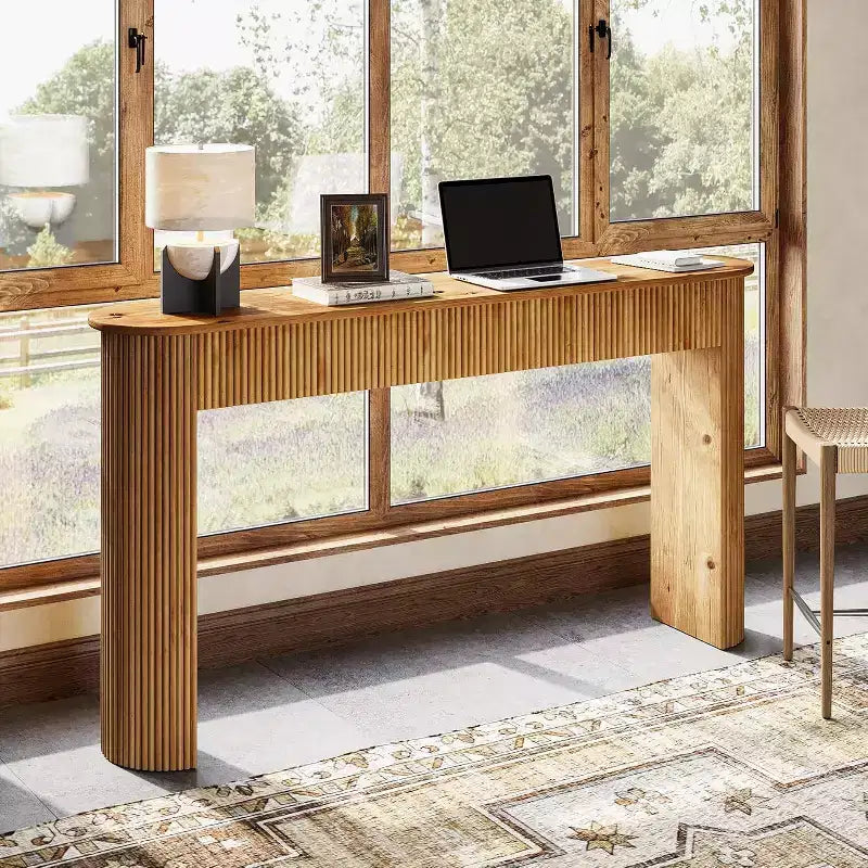 Solid Wood Console Table, 63 Long Entryway Table, Sofa Table Behind Couch for Living Room, Hallway, Entrance