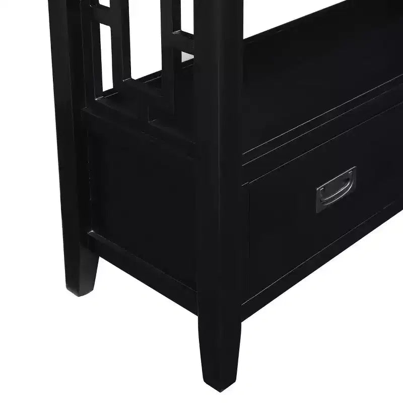 36'' Farmhouse Wood Console Table with 4 Drawers and 1 Storage Shelf for Entryway and Living Room , Black