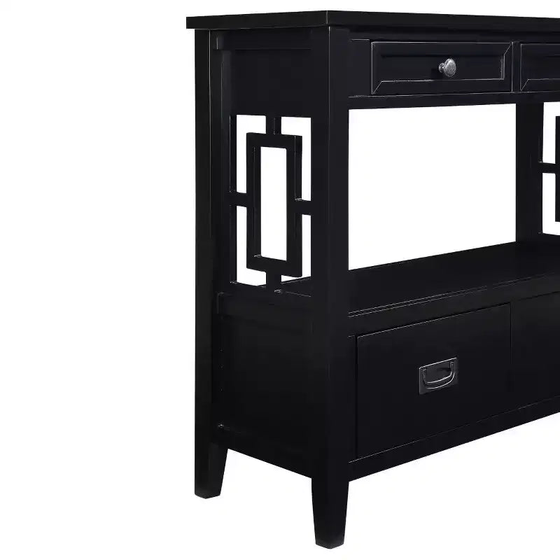 36'' Farmhouse Wood Console Table with 4 Drawers and 1 Storage Shelf for Entryway and Living Room , Black