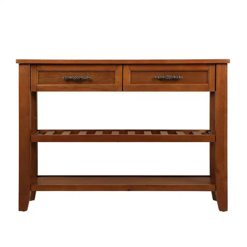 42'' Console Table with 2 Storage Drawers and 2 Tiers Shelves for Living and Dining Room, Brown