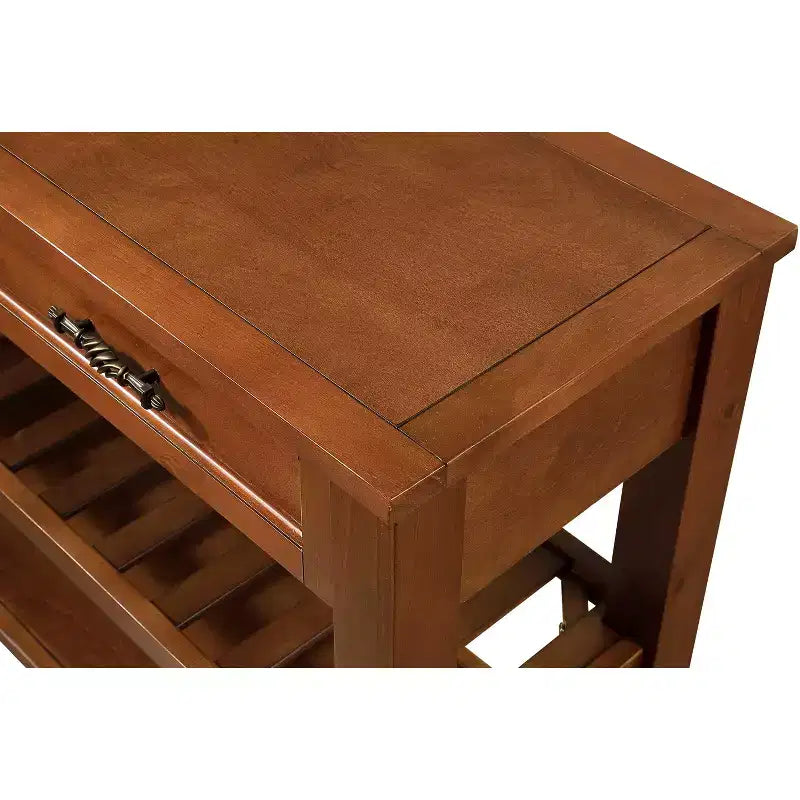 42'' Console Table with 2 Storage Drawers and 2 Tiers Shelves for Living and Dining Room, Brown