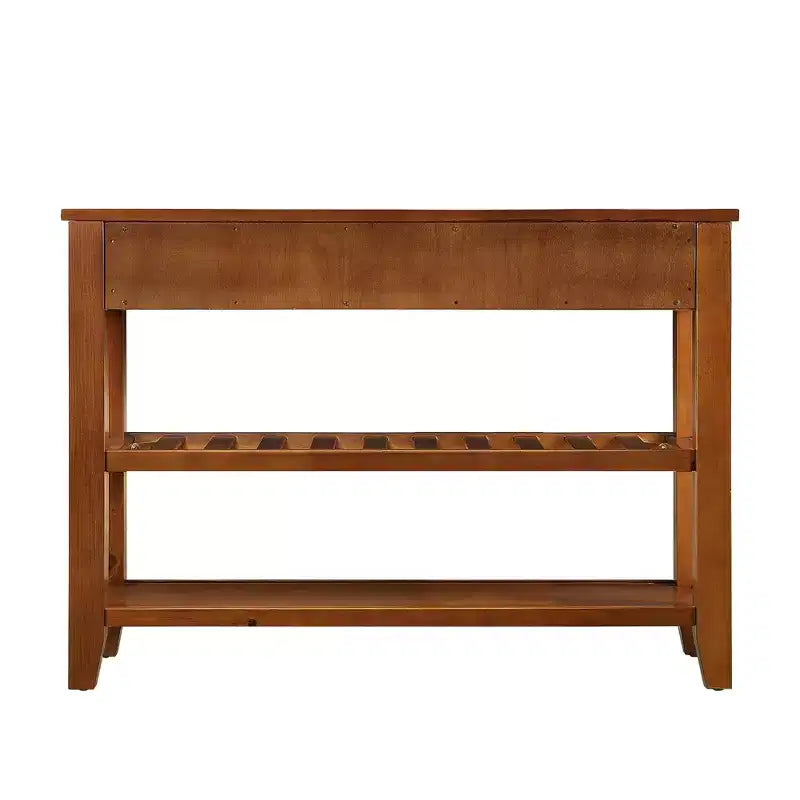 42'' Console Table with 2 Storage Drawers and 2 Tiers Shelves for Living and Dining Room, Brown