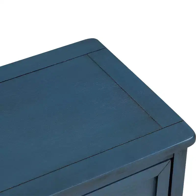 Solid Wood Storage Cabinet with Drawers and Rattan Baskets