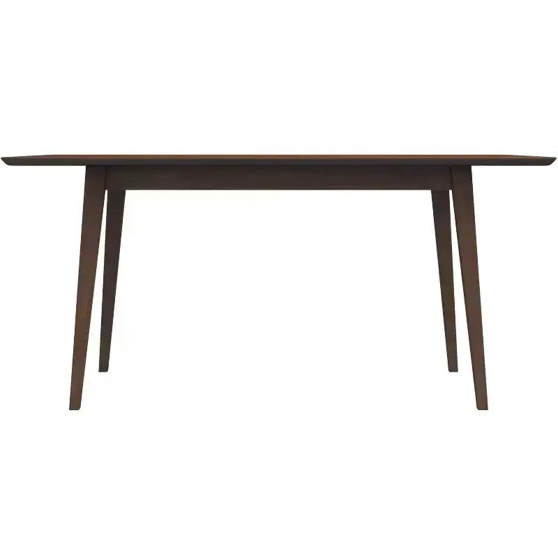 Mid-Century Solid Wood Dining Table 4-6 Seats, Brown Beveled Finish