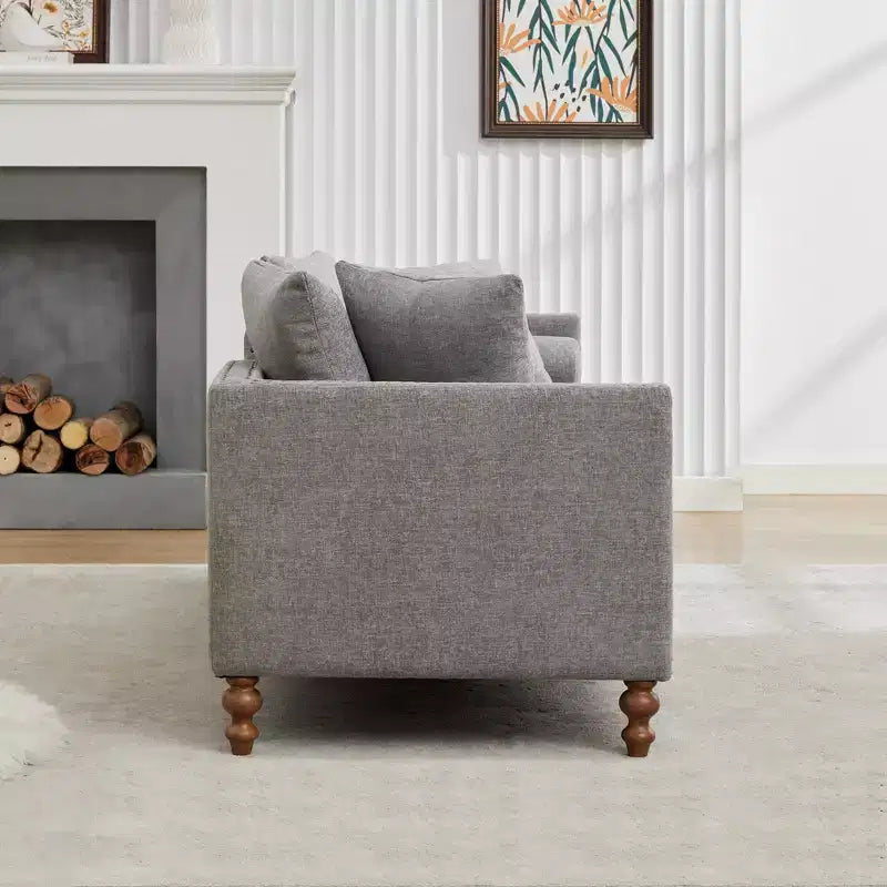 Chenille Upholstered Chaise Lounge with Nailhead Trim