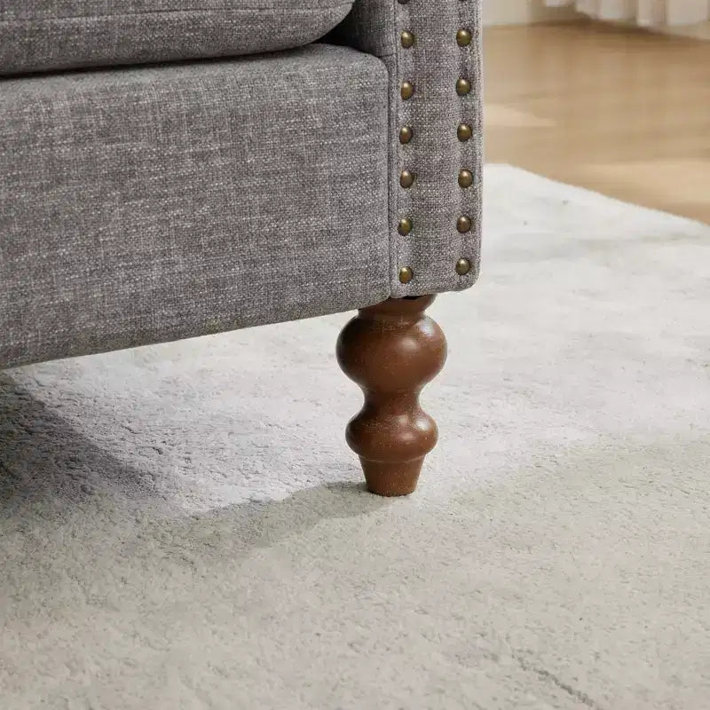 Chenille Upholstered Chaise Lounge with Nailhead Trim