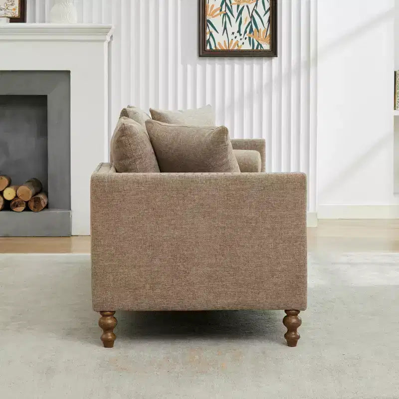 Chenille Upholstered Chaise Lounge with Nailhead Trim