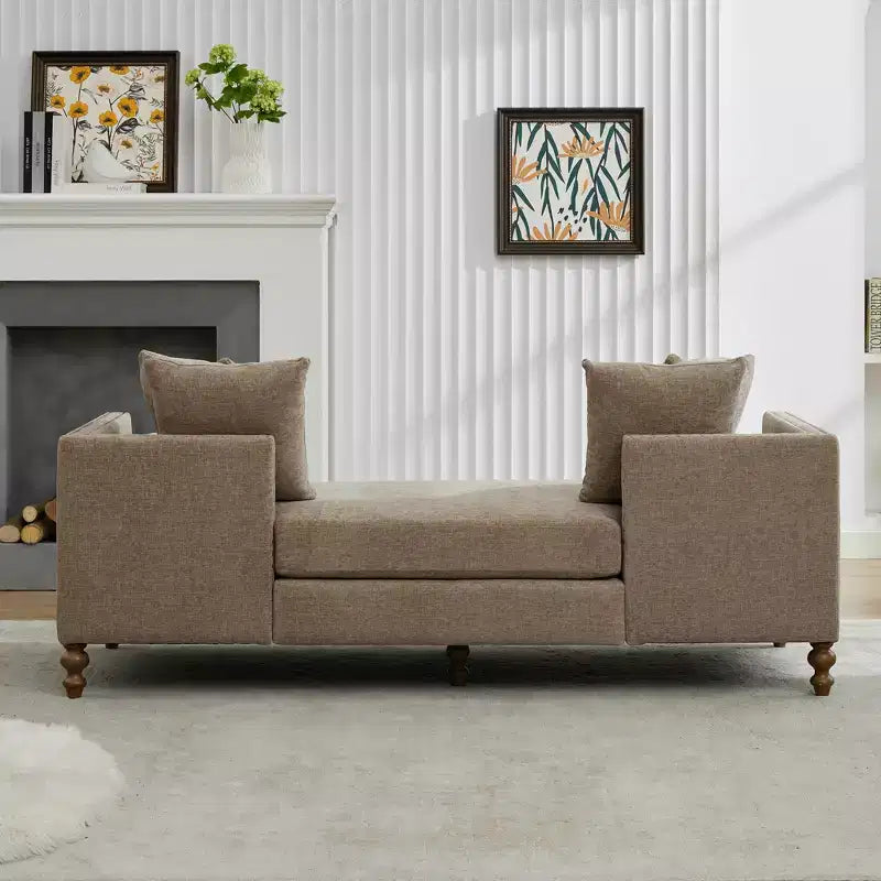 Chenille Upholstered Chaise Lounge with Nailhead Trim