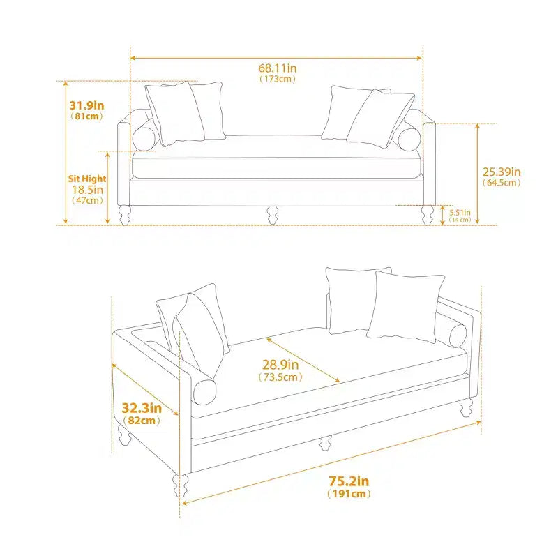 Chenille Upholstered Chaise Lounge with Nailhead Trim