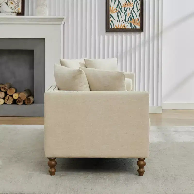 Chenille Upholstered Chaise Lounge with Nailhead Trim
