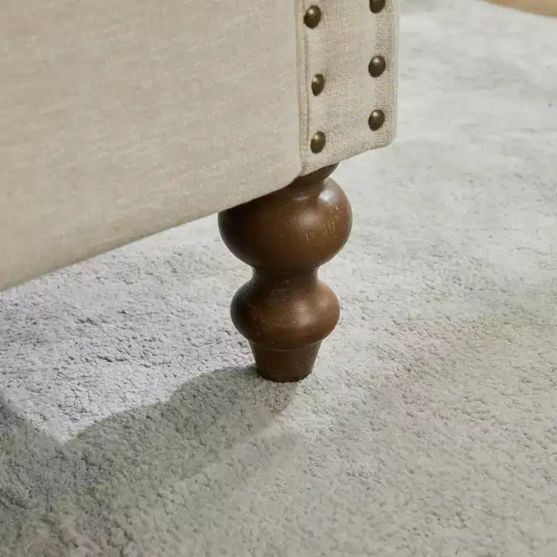 Chenille Upholstered Chaise Lounge with Nailhead Trim