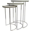 HomeRoots Set of Two White Solid Wood and Metal Round Frame Nested Tables