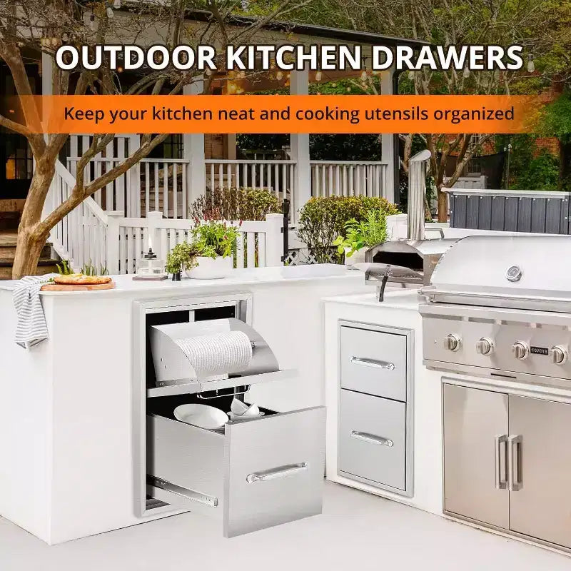 16 Triple Kitchen Drawers with Paper Towel Holder