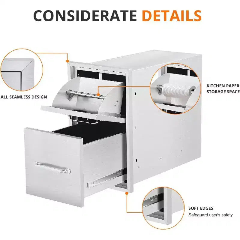 16 Triple Kitchen Drawers with Paper Towel Holder