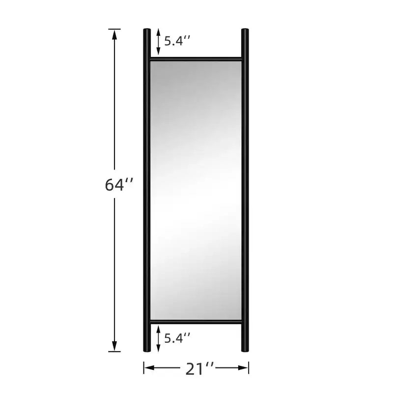 Full-Length Mirror Solid Wood Ladder Rectangle Walnut 63x24x1in No Stand