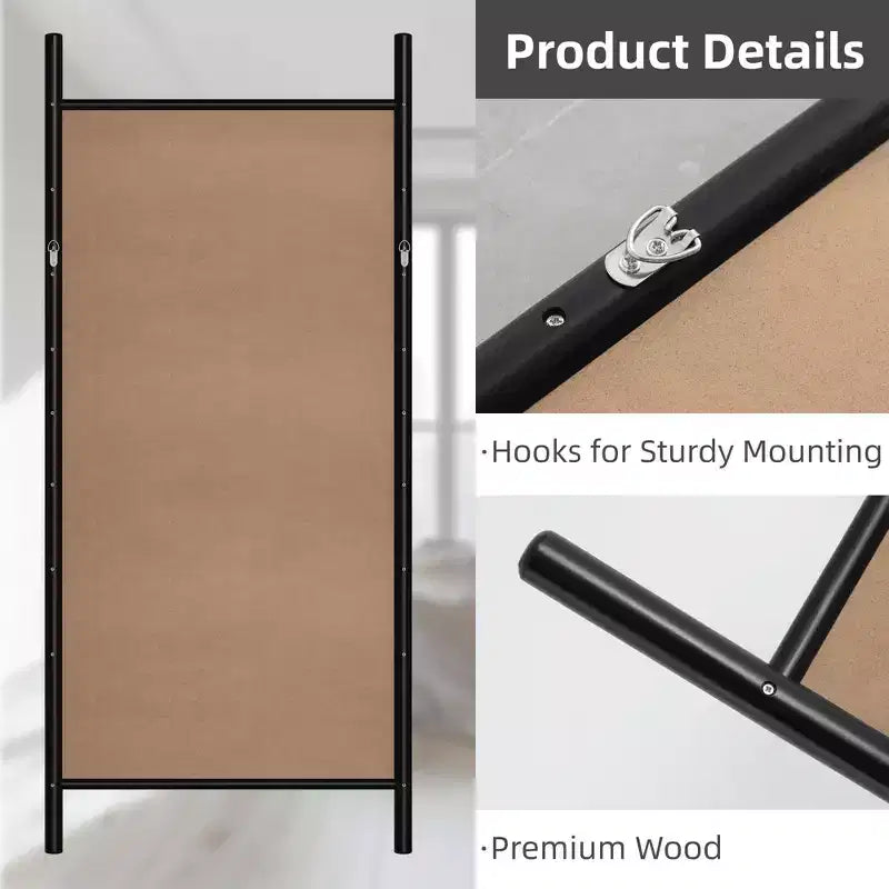 Full-Length Mirror Solid Wood Ladder Rectangle Walnut 63x24x1in No Stand