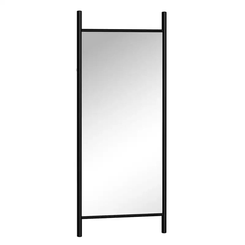 Full-Length Mirror Solid Wood Ladder Rectangle Walnut 63x24x1in No Stand