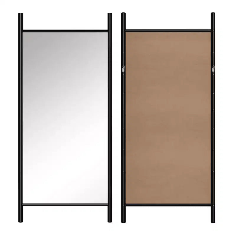 Full-Length Mirror Solid Wood Ladder Rectangle Walnut 63x24x1in No Stand