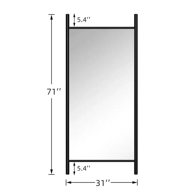 Full-Length Mirror Solid Wood Ladder Rectangle Walnut 63x24x1in No Stand