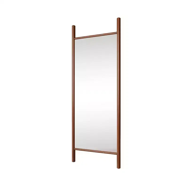 Full-Length Mirror Solid Wood Ladder Rectangle Walnut 63x24x1in No Stand