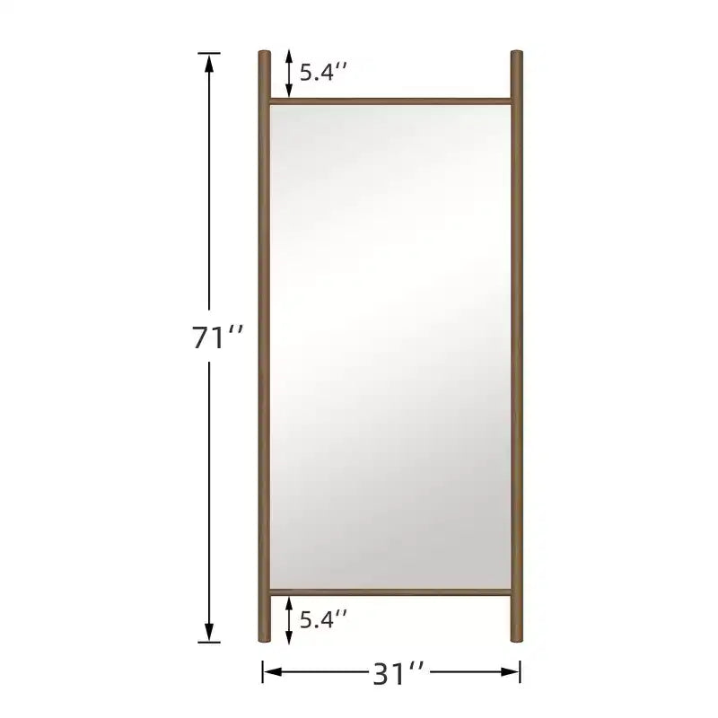 Full-Length Mirror Solid Wood Ladder Rectangle Walnut 63x24x1in No Stand