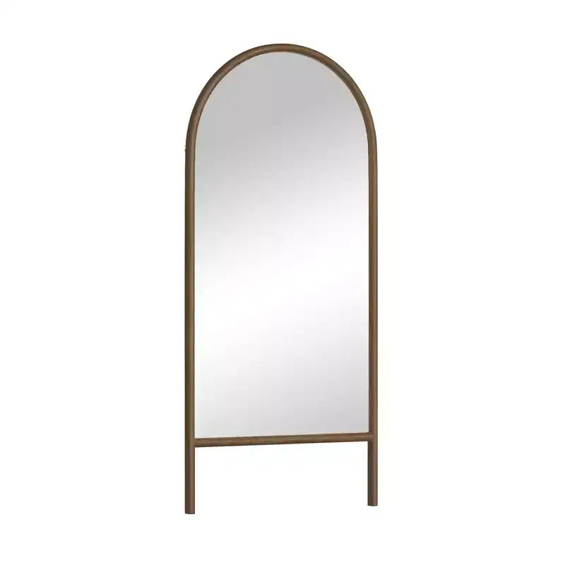 Full-Length Mirror Solid Wood Ladder Rectangle Walnut 63x24x1in No Stand