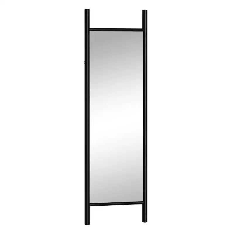 Full-Length Mirror Solid Wood Ladder Rectangle Walnut 63x24x1in No Stand