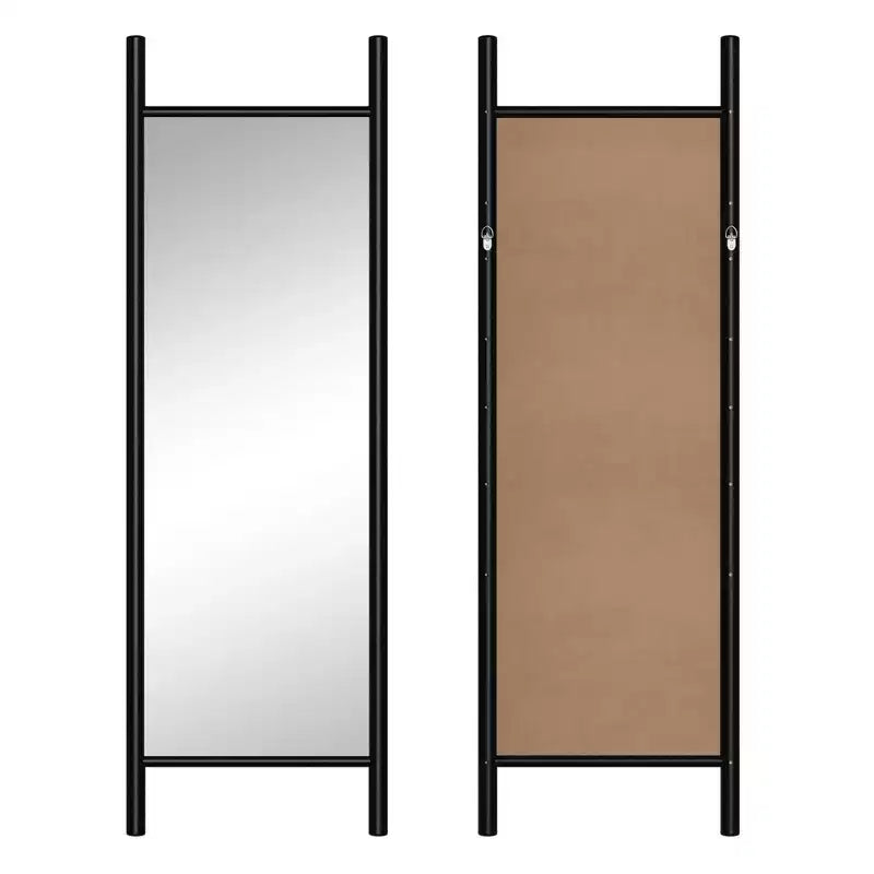 Full-Length Mirror Solid Wood Ladder Rectangle Walnut 63x24x1in No Stand
