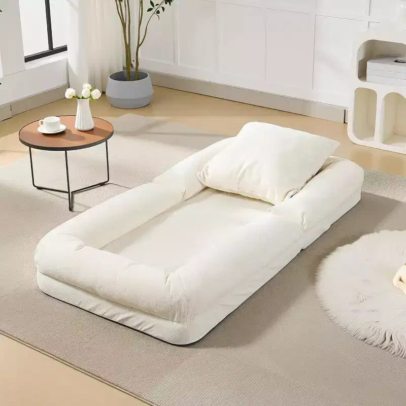 Chenille 5-Position Adjustable Foldable Sofa Dog Bed with Fluffy Pillows, Oversized Lounger for People and Pets