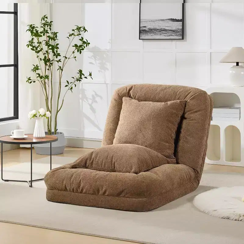 Chenille 5-Position Adjustable Foldable Sofa Dog Bed with Fluffy Pillows, Oversized Lounger for People and Pets