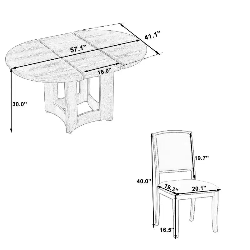 Farmhouse Extendable Round Dining Table Set with 4 Chairs