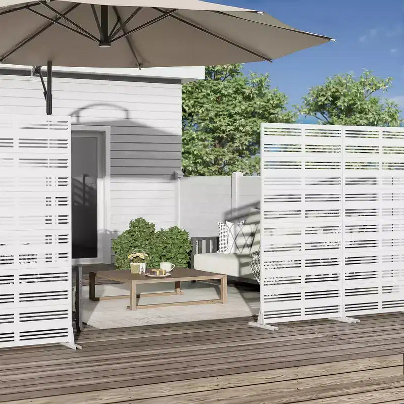 Harold Wide-Narrow B Louvered White Galvanized Steel Room Divider, 72x35x16, 6-Piece Modern Decorative Privacy Screen