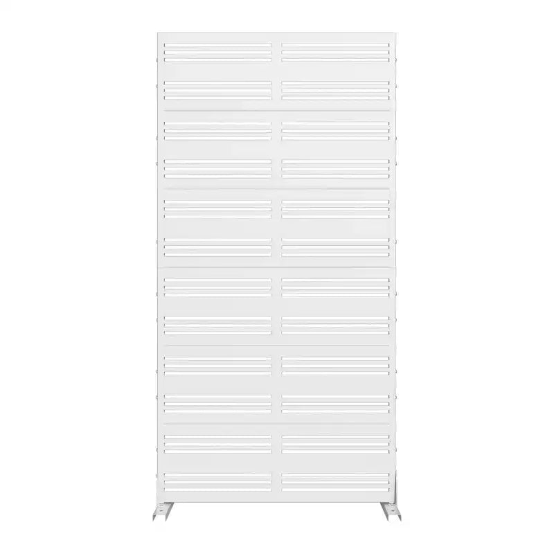 Harold Wide-Narrow B Louvered White Galvanized Steel Room Divider, 72x35x16, 6-Piece Modern Decorative Privacy Screen