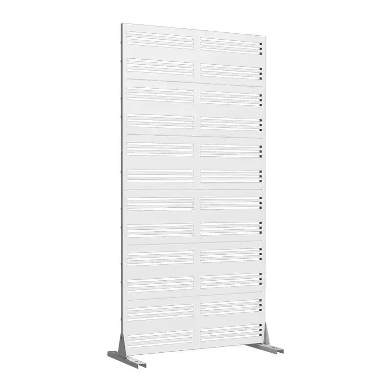 Harold Wide-Narrow B Louvered White Galvanized Steel Room Divider, 72x35x16, 6-Piece Modern Decorative Privacy Screen