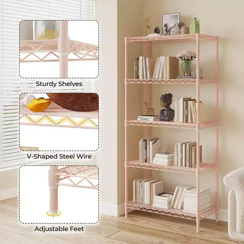 5 Tier Storage Rack Wire Shelving Unit Storage Shelves Black