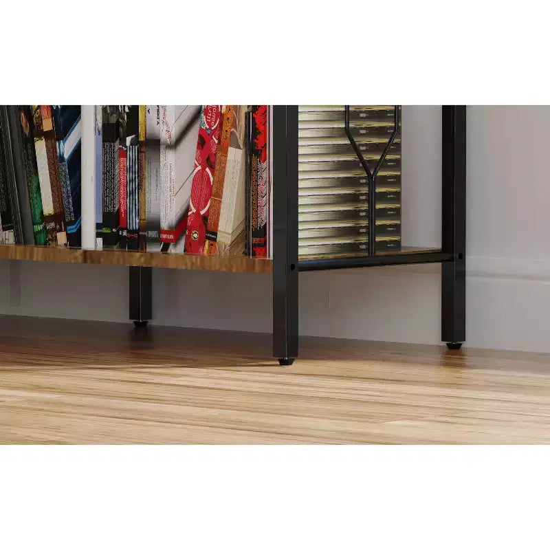 7-Tier Industrial Coner Shelf, Freestanding L Shaped Bookcase, Display Case for Living Room, Bedroom, Office, Brown