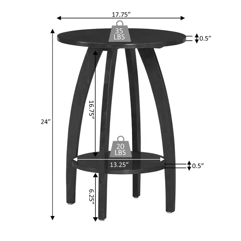 24 in.H Gray Color Rectangle Wood Table Top End Table 1 -piece