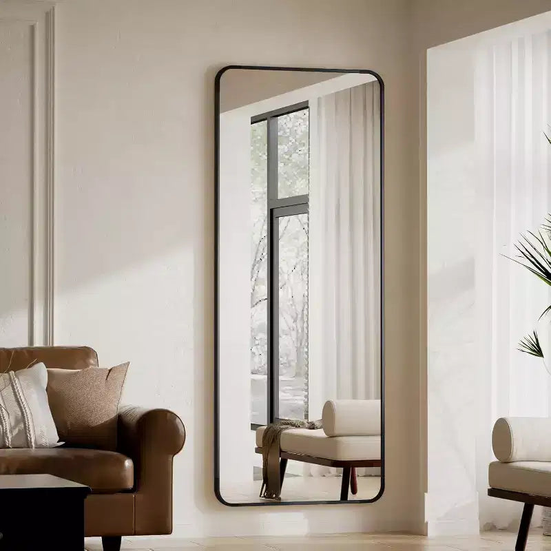 65 x 24 Full Length Mirror with Rounded Corners, Floor Mirror for Standing, Hanging or Leaning in Bedroom or Dressing Room