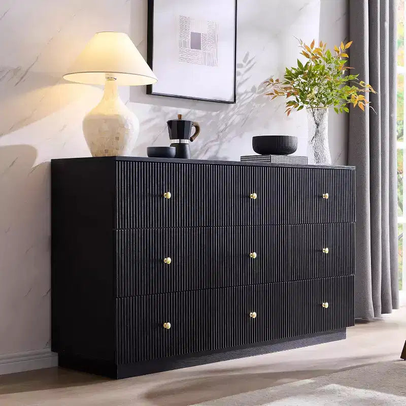9 Drawer Fluted Dresser, 55 Wide Wood Chest of Drawers with Deep Storage, Modern Storage Organizer for Bedroom, Living Room