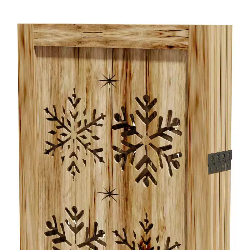 63*67 in Wood Room Divider Folding Privacy Screen Freestanding Partition for Indoor, 4-Panels, Brown