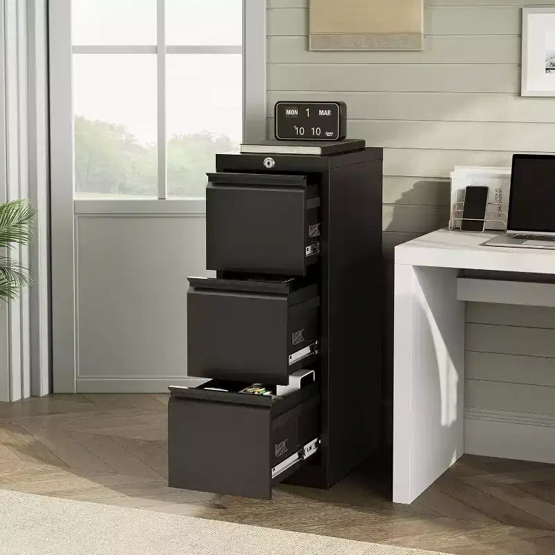 103 Rolling Storage Cabinet with Lock, Workbench & Adjustable Shelf, Mobile Tool Chest for Garage, Shop, Office, Black