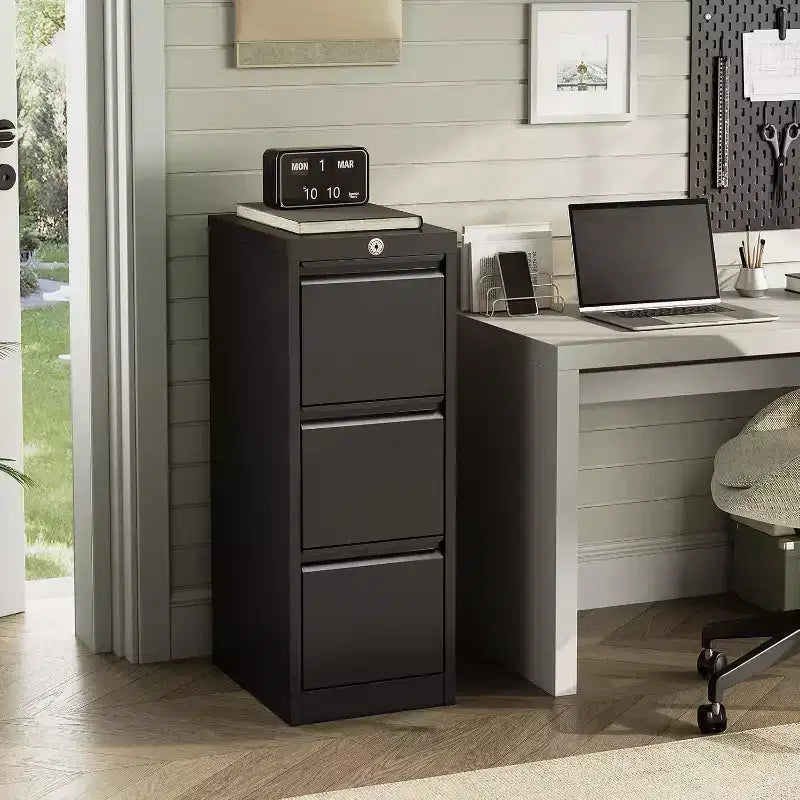 103 Rolling Storage Cabinet with Lock, Workbench & Adjustable Shelf, Mobile Tool Chest for Garage, Shop, Office, Black