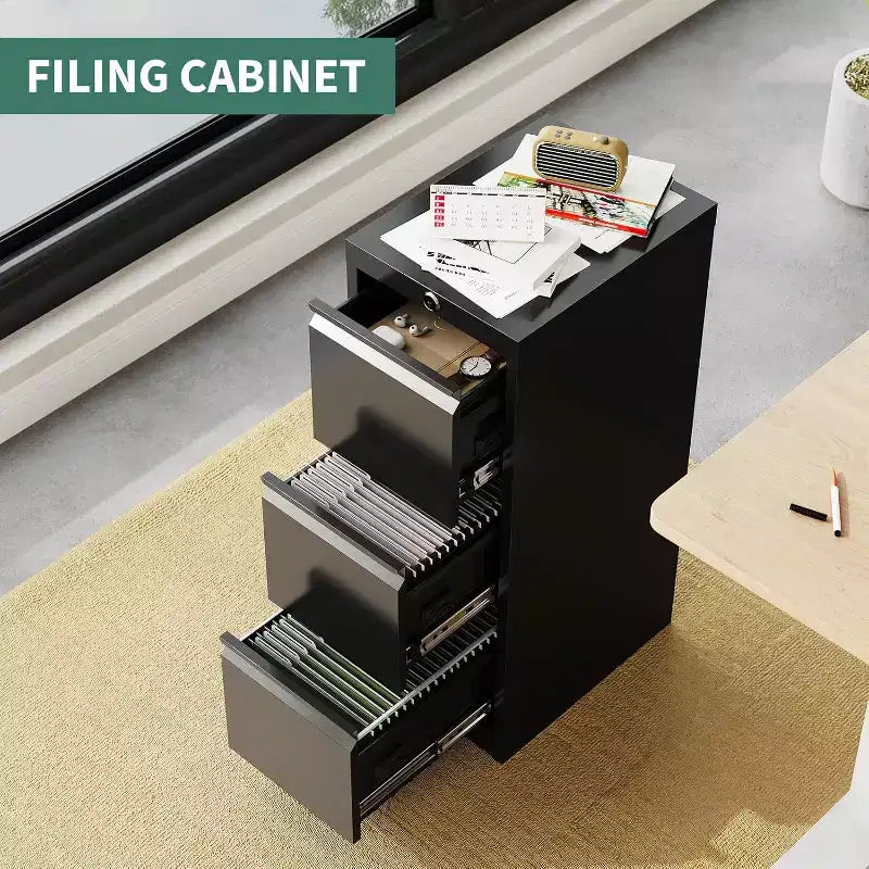 103 Rolling Storage Cabinet with Lock, Workbench & Adjustable Shelf, Mobile Tool Chest for Garage, Shop, Office, Black