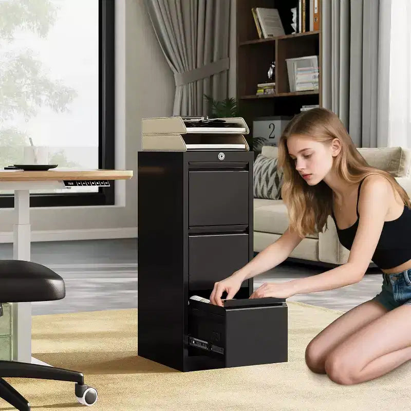 103 Rolling Storage Cabinet with Lock, Workbench & Adjustable Shelf, Mobile Tool Chest for Garage, Shop, Office, Black